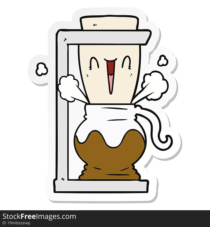 sticker of a cartoon filter coffee machine