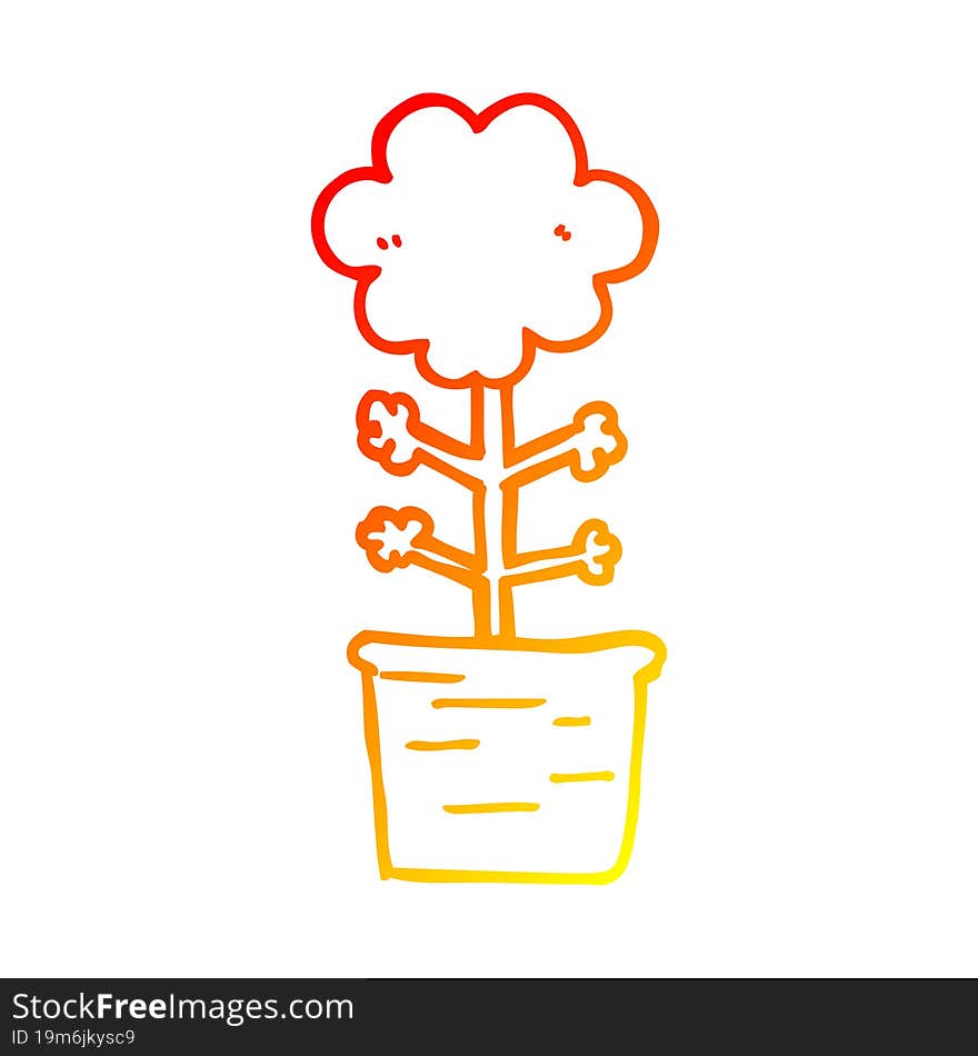 warm gradient line drawing cute cartoon flower