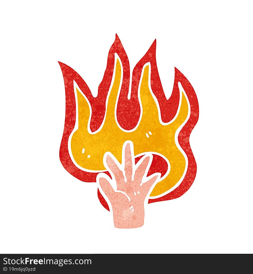 cartoon flaming hand symbol