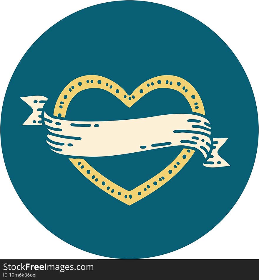 Tattoo Style Icon Of A Heart And Banner