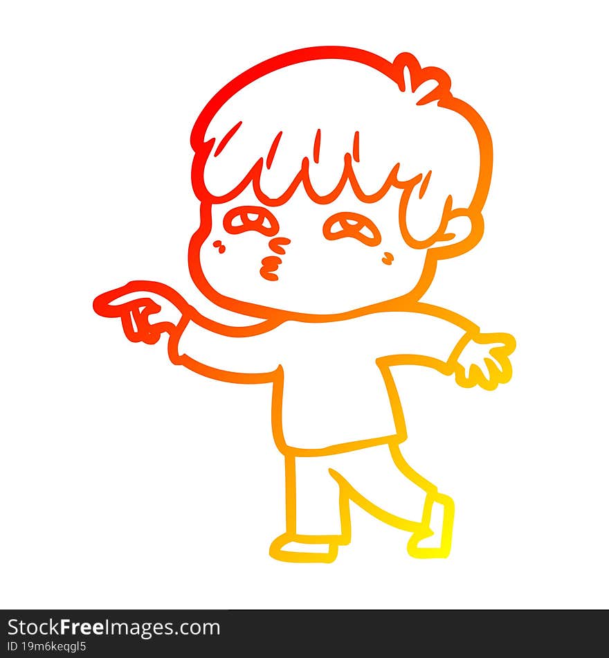 Warm Gradient Line Drawing Cartoon Curious Man