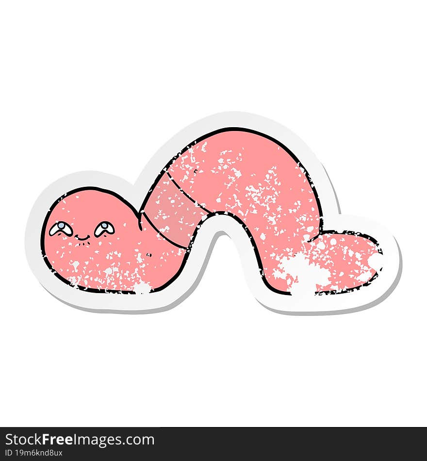 distressed sticker of a cartoon worm