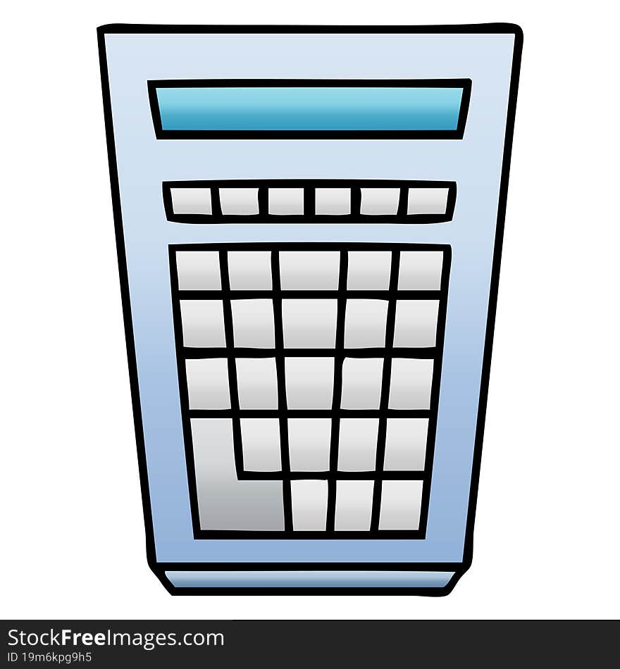 gradient shaded quirky cartoon calculator. gradient shaded quirky cartoon calculator