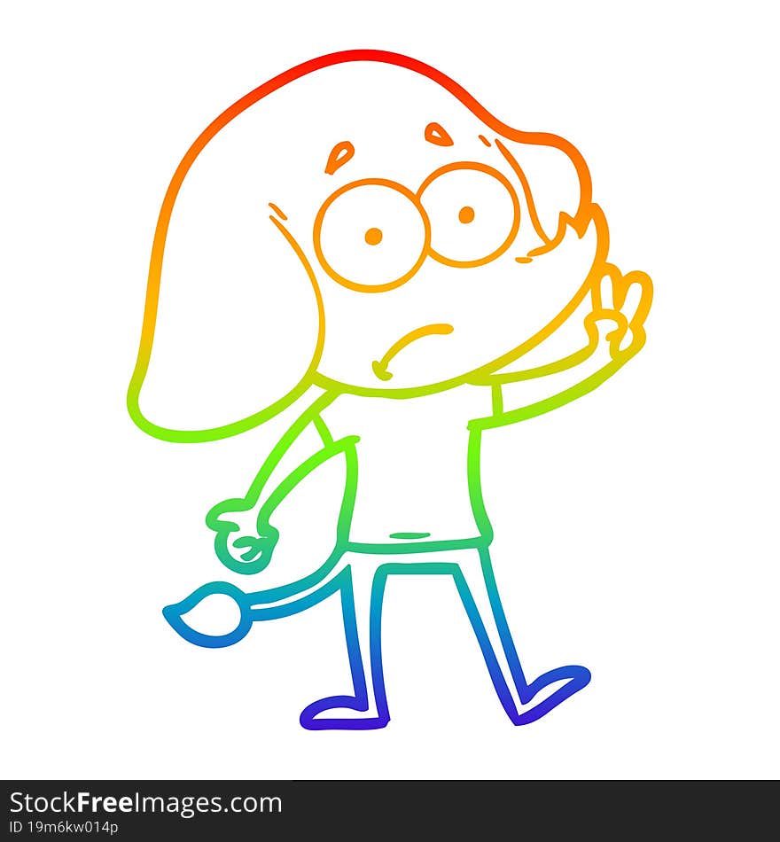 rainbow gradient line drawing cartoon unsure elephant