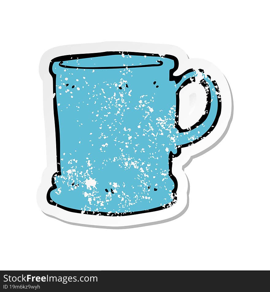 retro distressed sticker of a cartoon mug