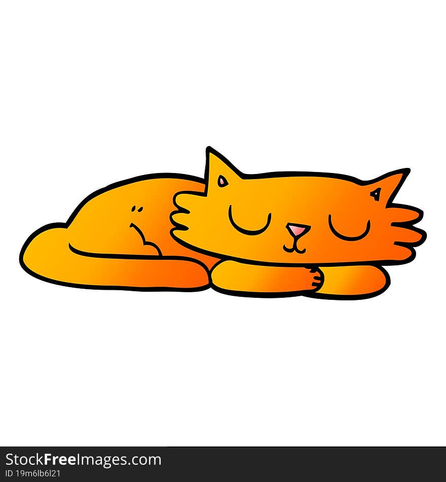 cartoon doodle sleeping cat