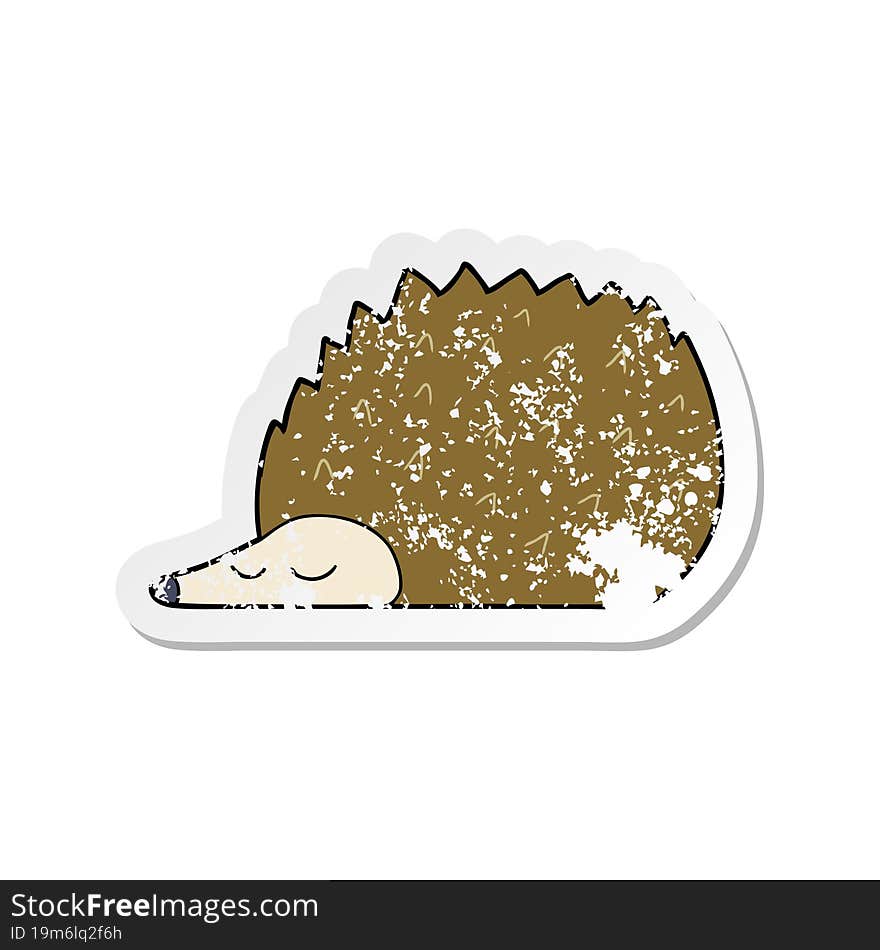 Distressed Sticker Of A Cartoon Hedgehog