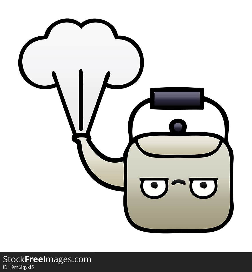 gradient shaded cartoon steaming kettle