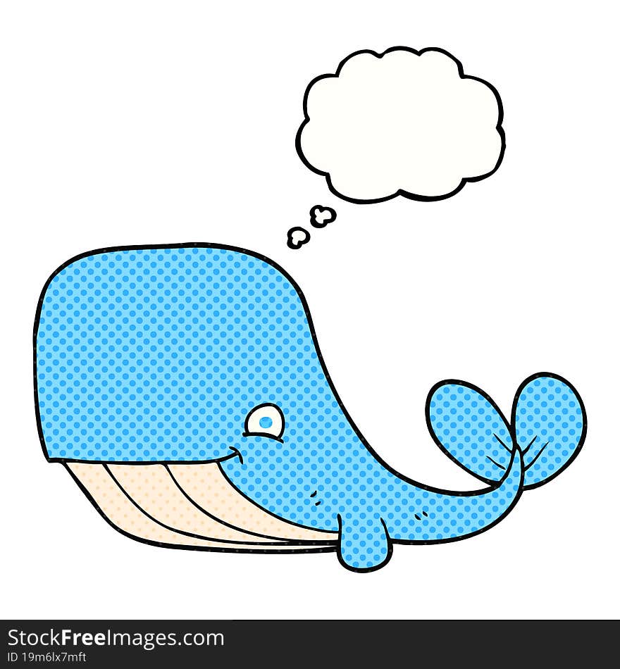 freehand drawn thought bubble cartoon happy whale