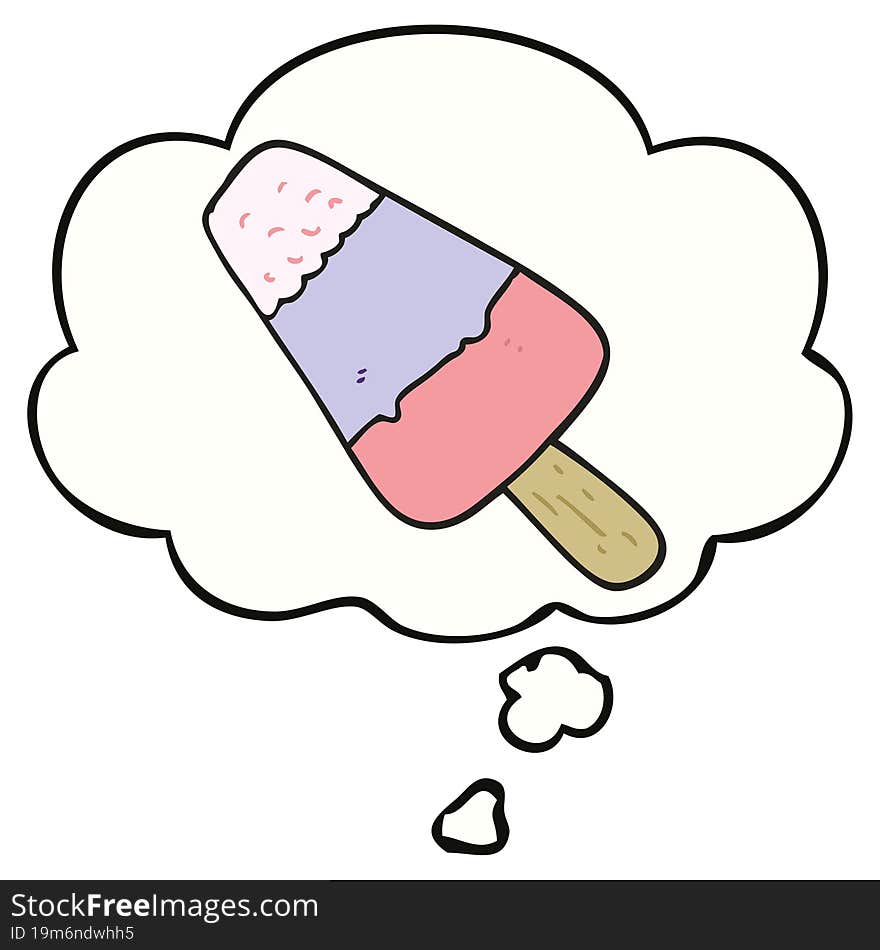 cartoon ice lolly and thought bubble