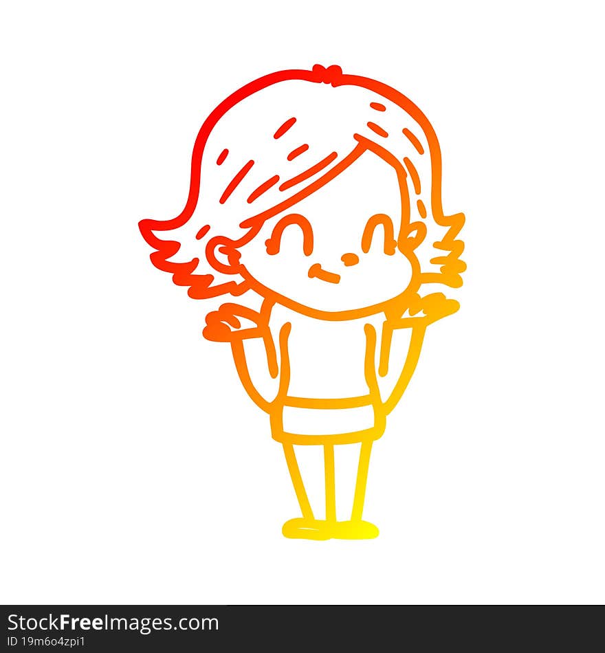 warm gradient line drawing cartoon friendly girl