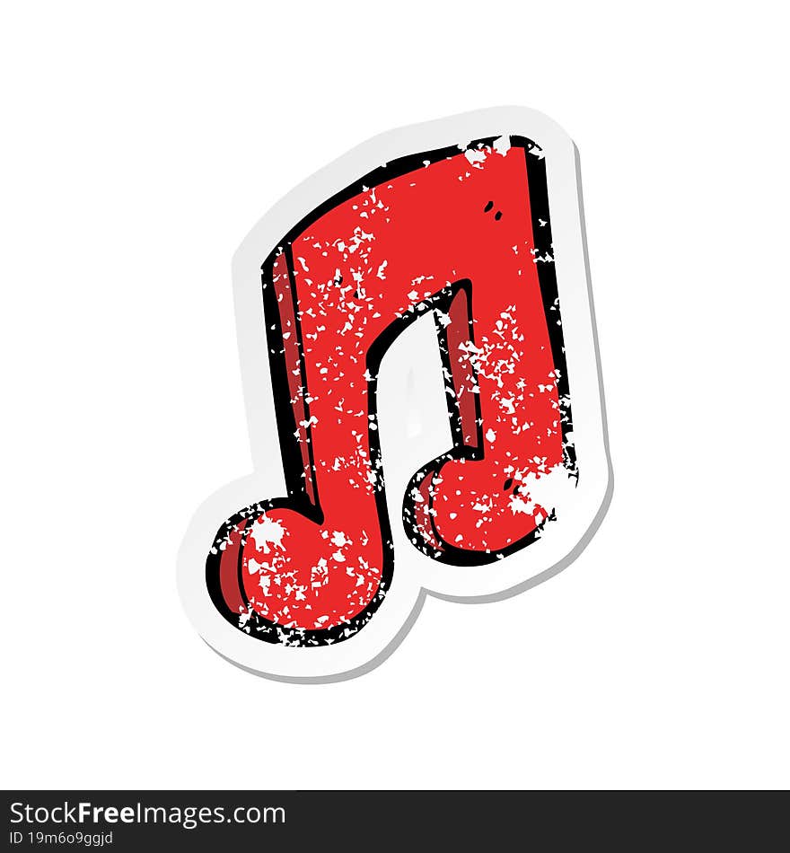 retro distressed sticker of a cartoon musical note