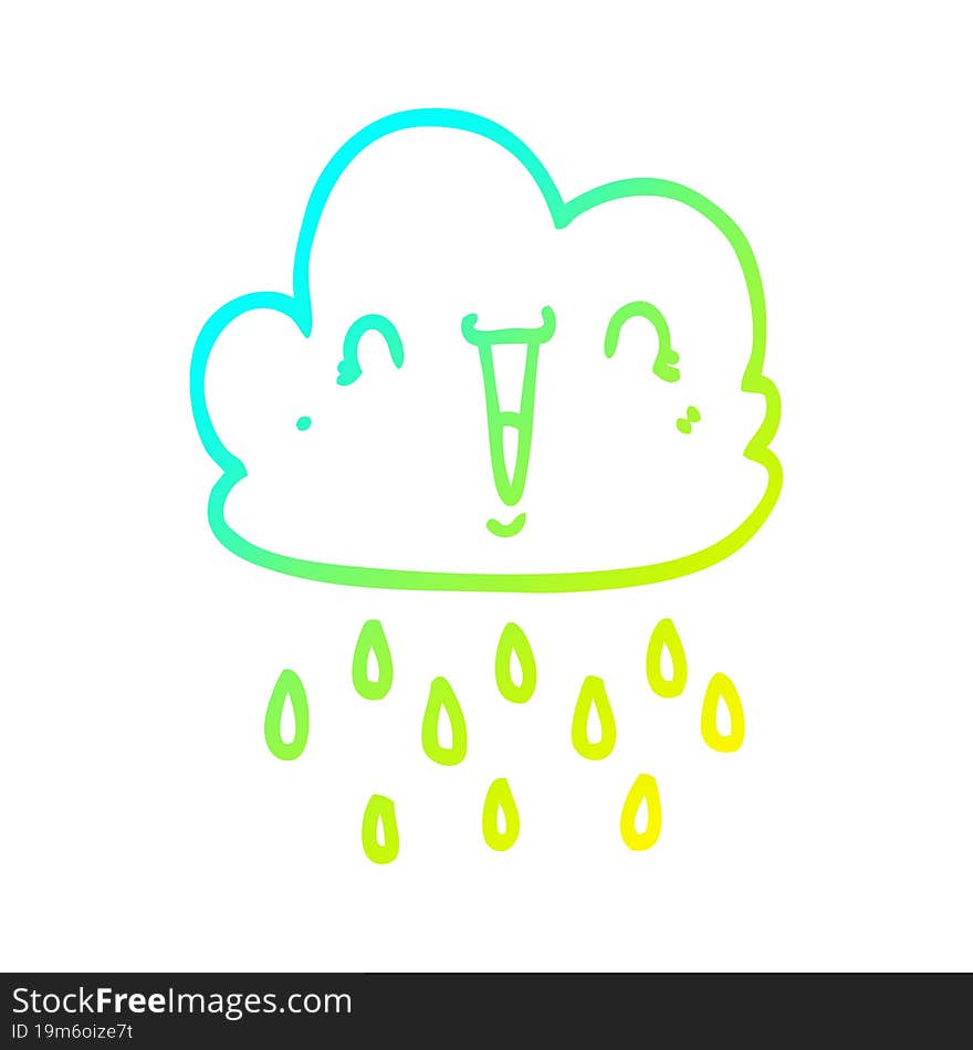 Cold Gradient Line Drawing Cartoon Storm Cloud