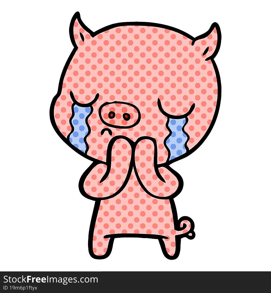 cartoon pig crying. cartoon pig crying