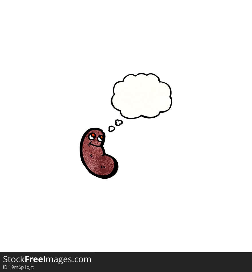 cartoon kidney with thought bubble