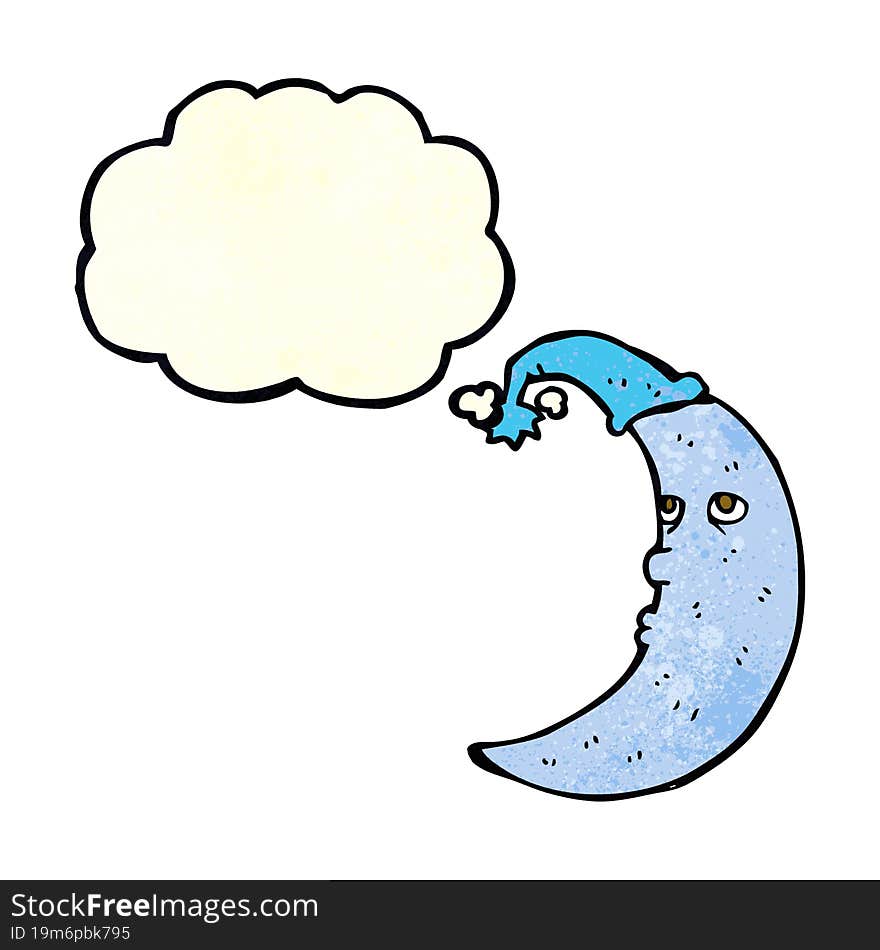 Sleepy Moon Cartoon With Thought Bubble