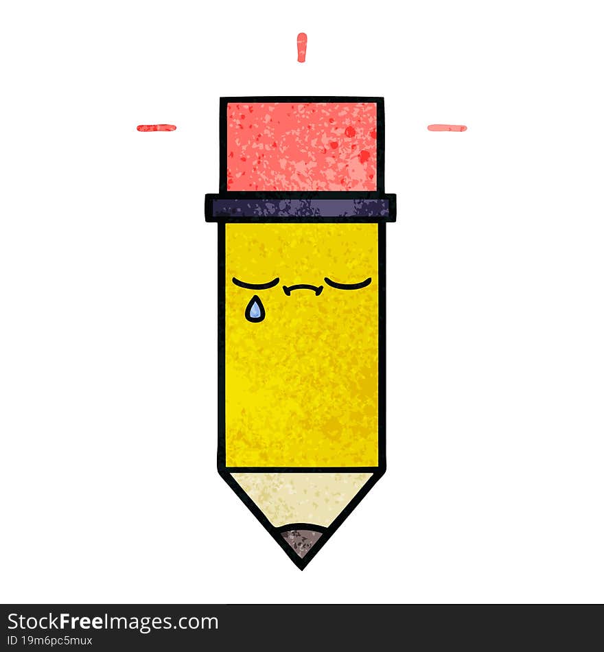 retro grunge texture cartoon of a pencil