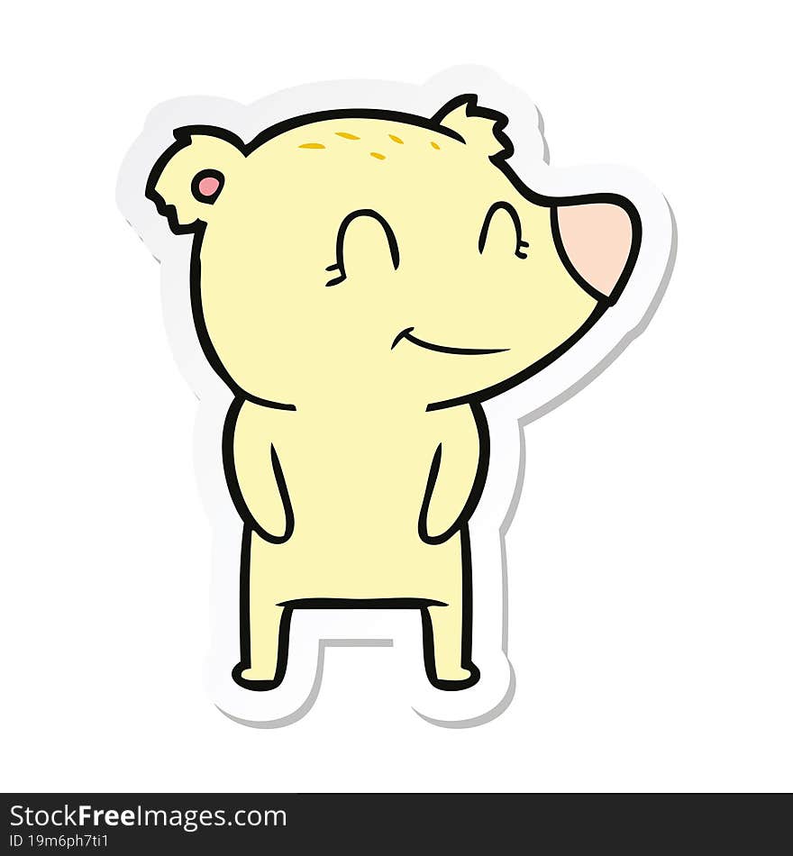 sticker of a friendly bear cartoon