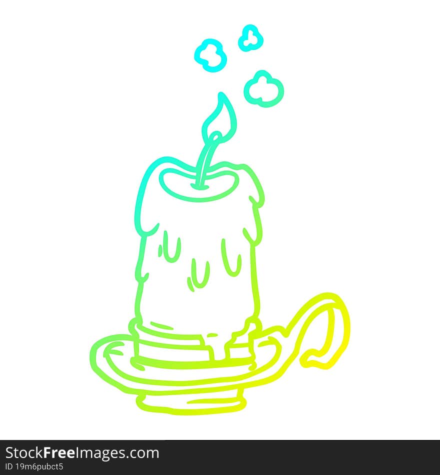 cold gradient line drawing old spooky candle in candleholder