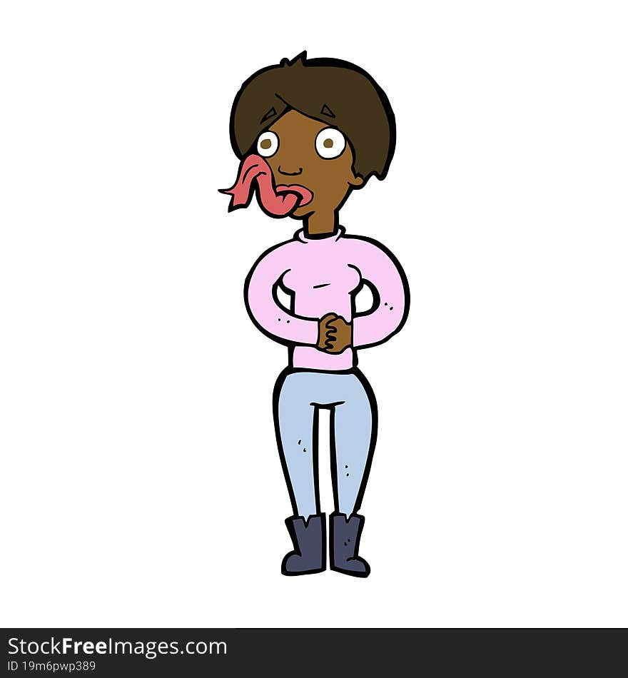 cartoon woman with snake tongue