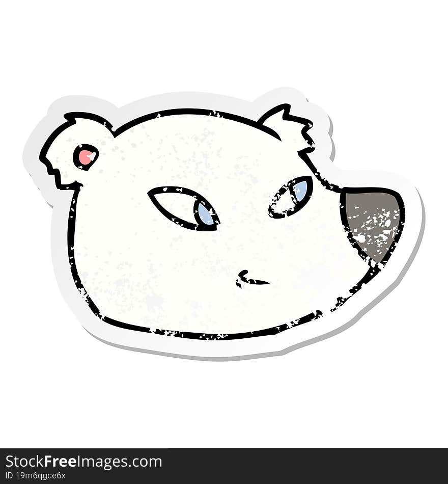 distressed sticker of a cartoon polar bear face