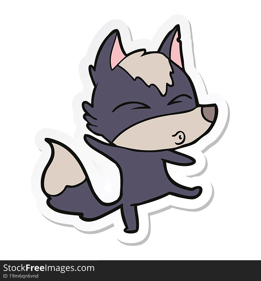 sticker of a cartoon wolf pouting