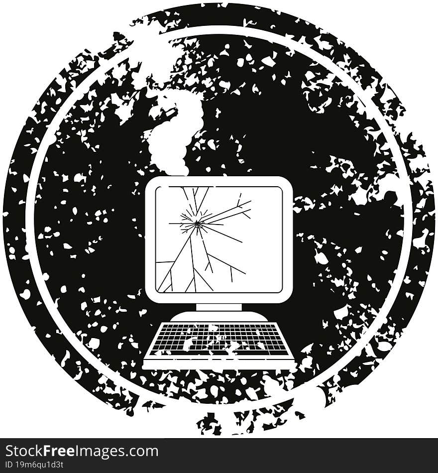 broken computer graphic circular distressed symbol. broken computer graphic circular distressed symbol