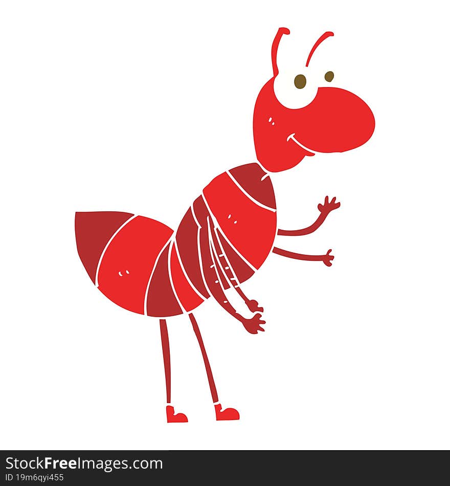 flat color illustration of a cartoon ant