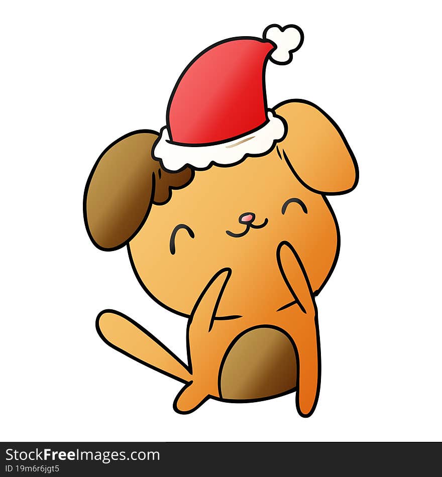 hand drawn christmas gradient cartoon of kawaii dog