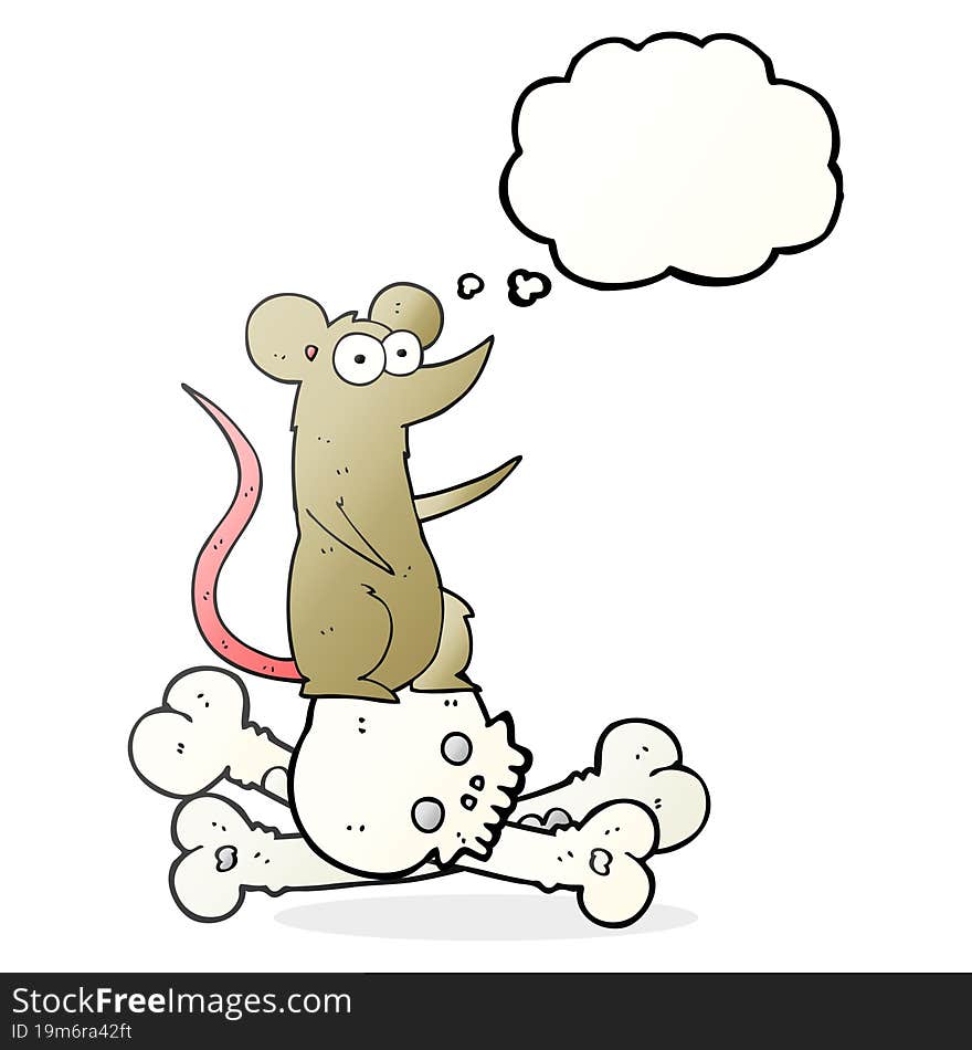 thought bubble cartoon rat on bones