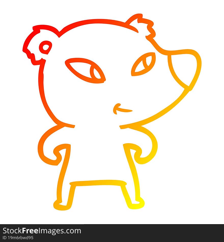 Warm Gradient Line Drawing Cute Cartoon Bear