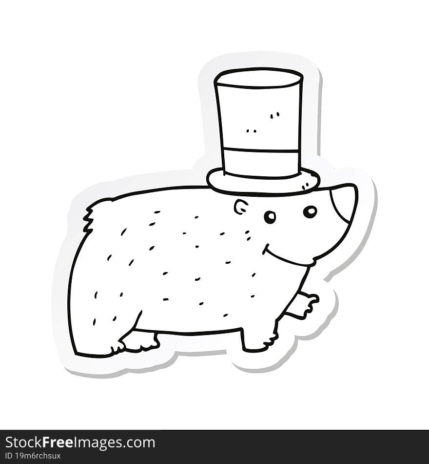 sticker of a cartoon bear wearing top hat