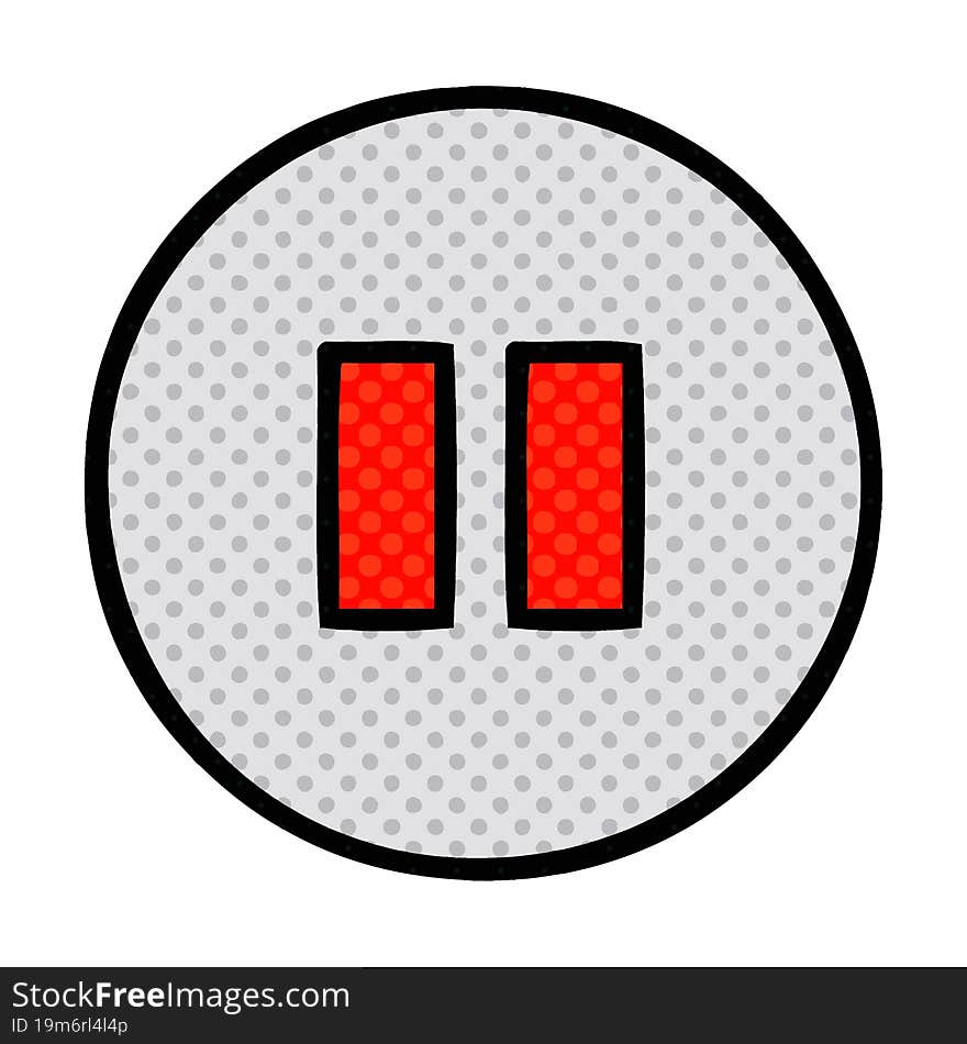 comic book style cartoon pause button