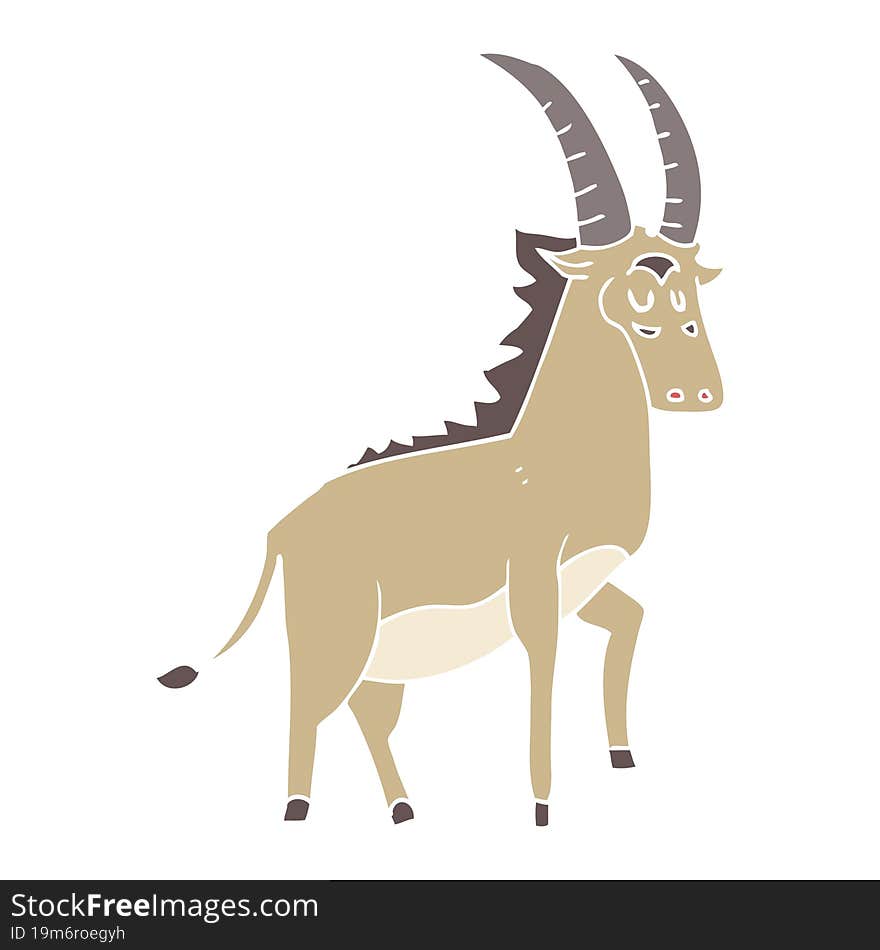 flat color illustration of a cartoon antelope