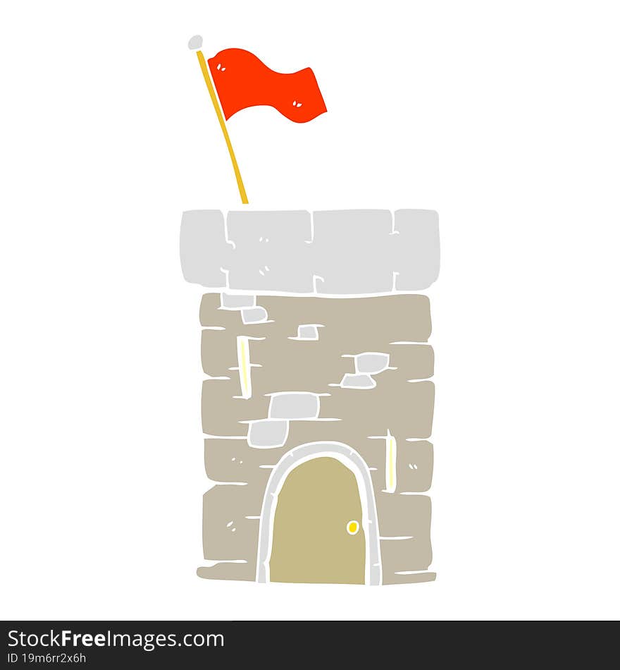 flat color illustration of old castle tower. flat color illustration of old castle tower