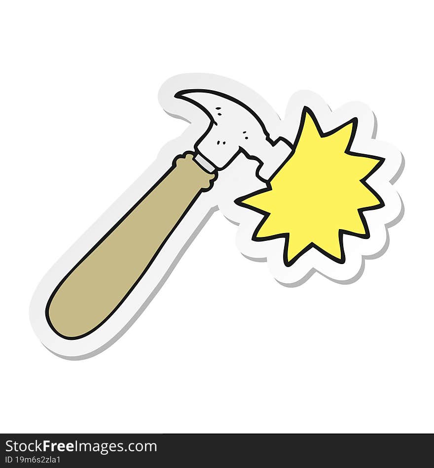 sticker of a cartoon hammer