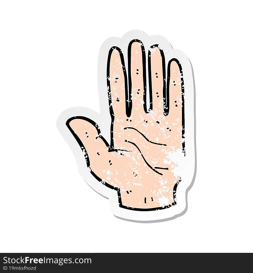 Retro Distressed Sticker Of A Cartoon Hand