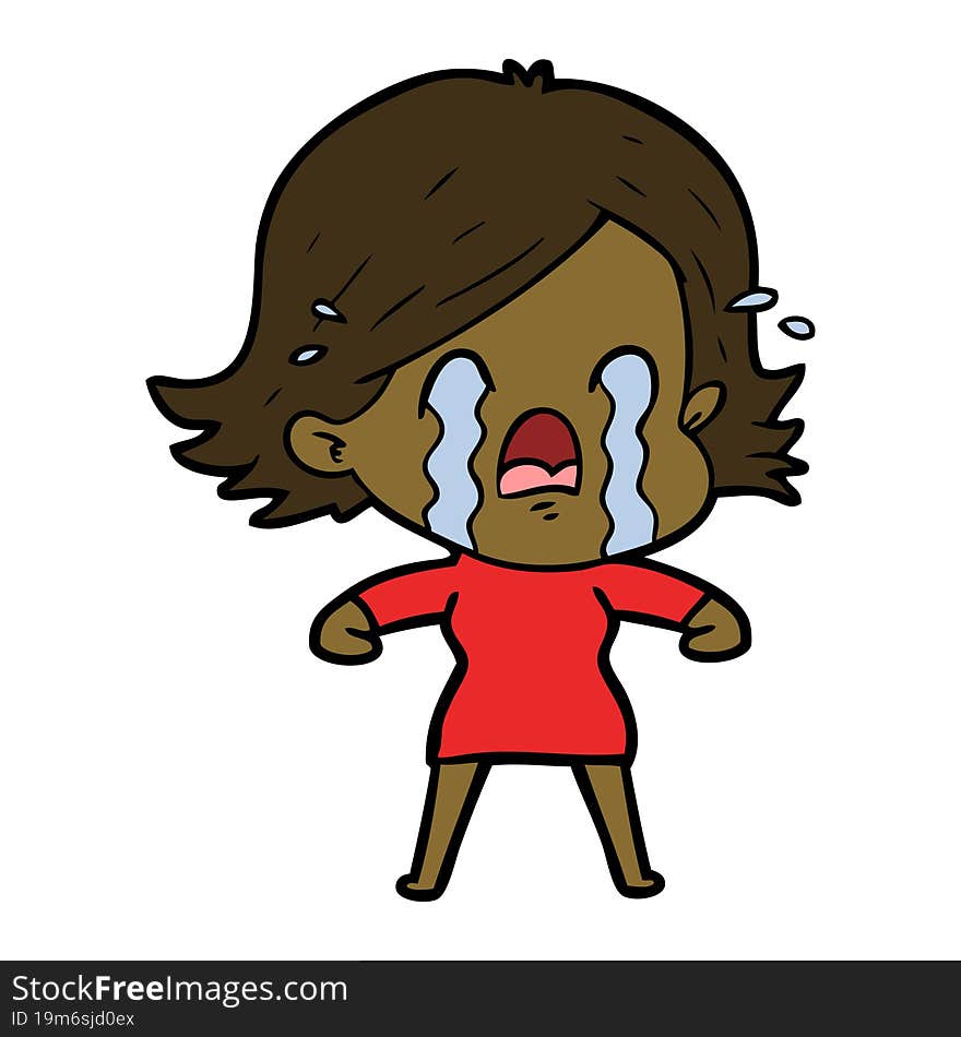 cartoon woman crying. cartoon woman crying