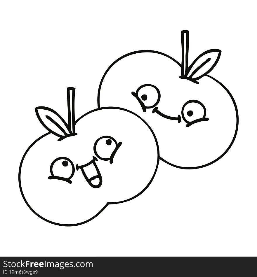 line drawing cartoon of a apples. line drawing cartoon of a apples