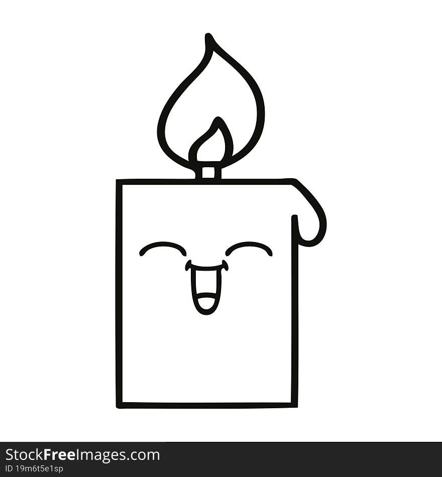 line drawing cartoon of a lit candle