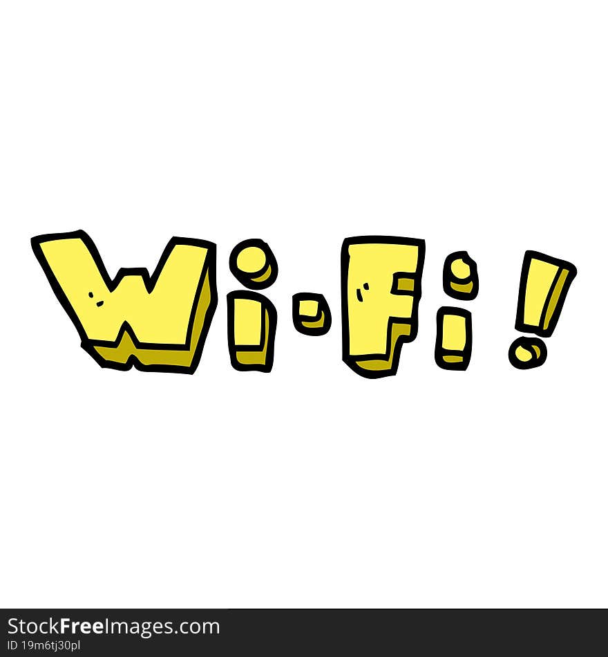 cartoon doodle wording wi-fi