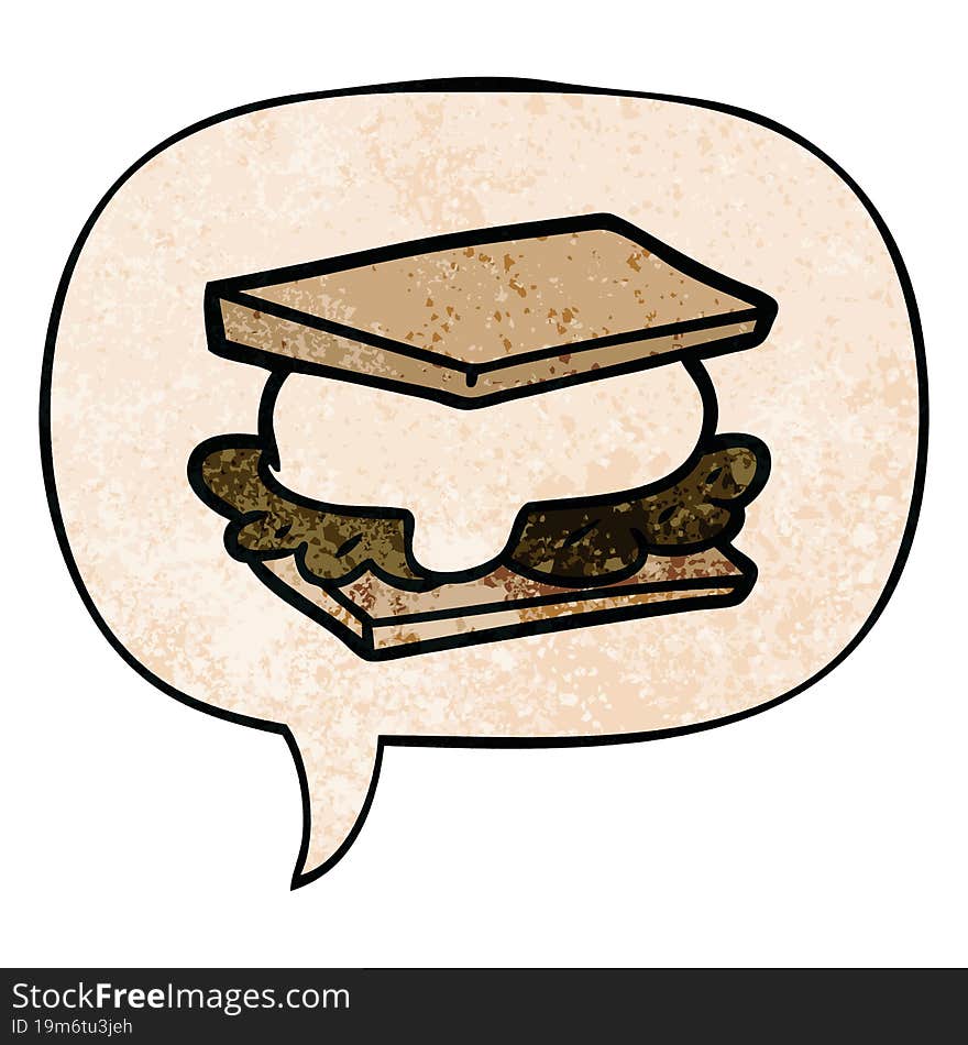 Smore Cartoon And Speech Bubble In Retro Texture Style