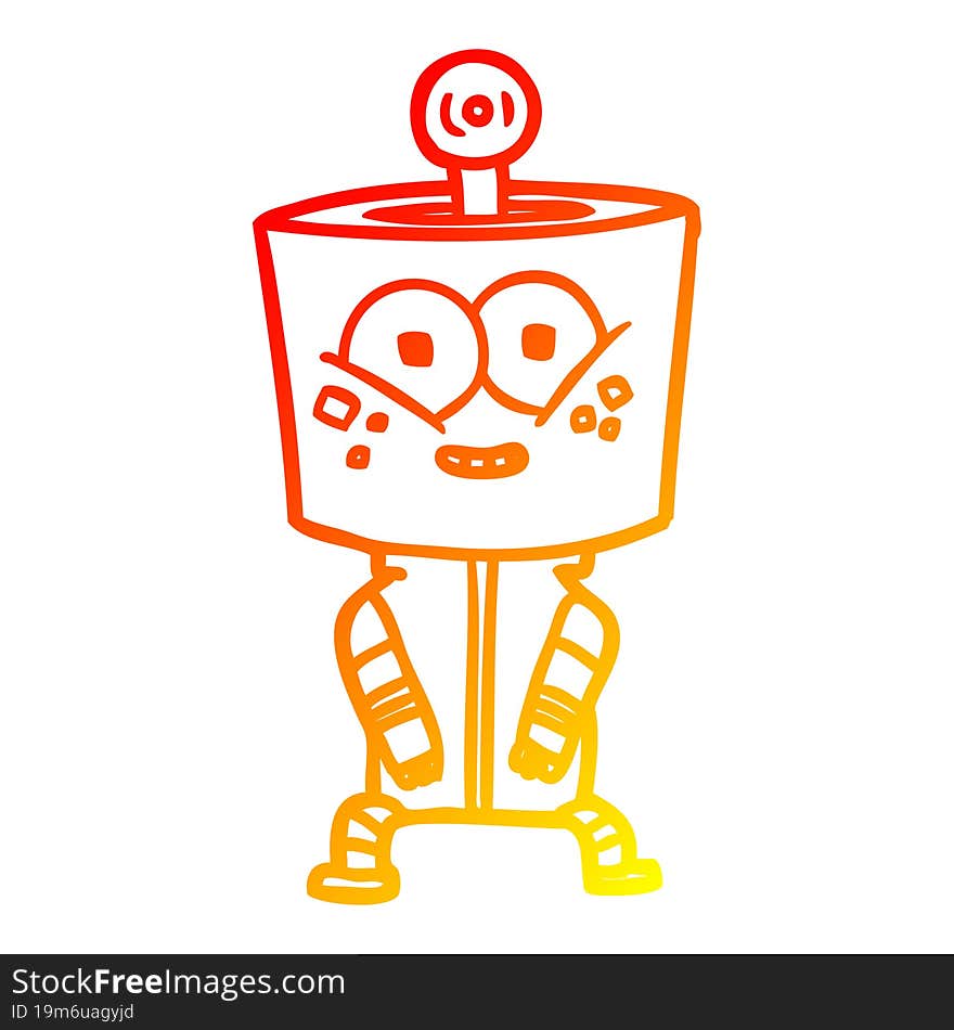 warm gradient line drawing of a happy cartoon robot