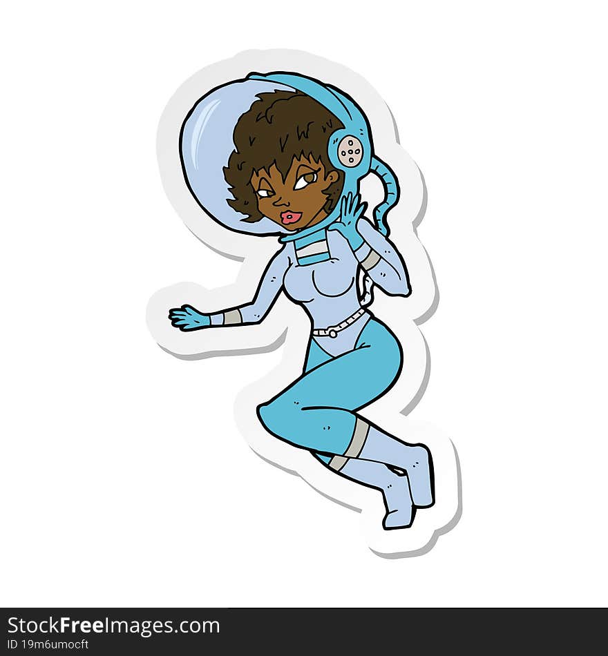 sticker of a cartoon space woman