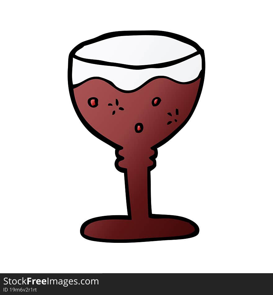 cartoon doodle glass of red wine