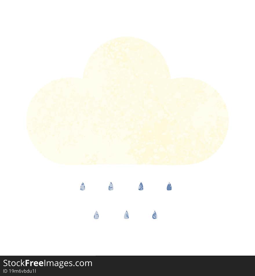 retro illustration style cartoon of a rain cloud