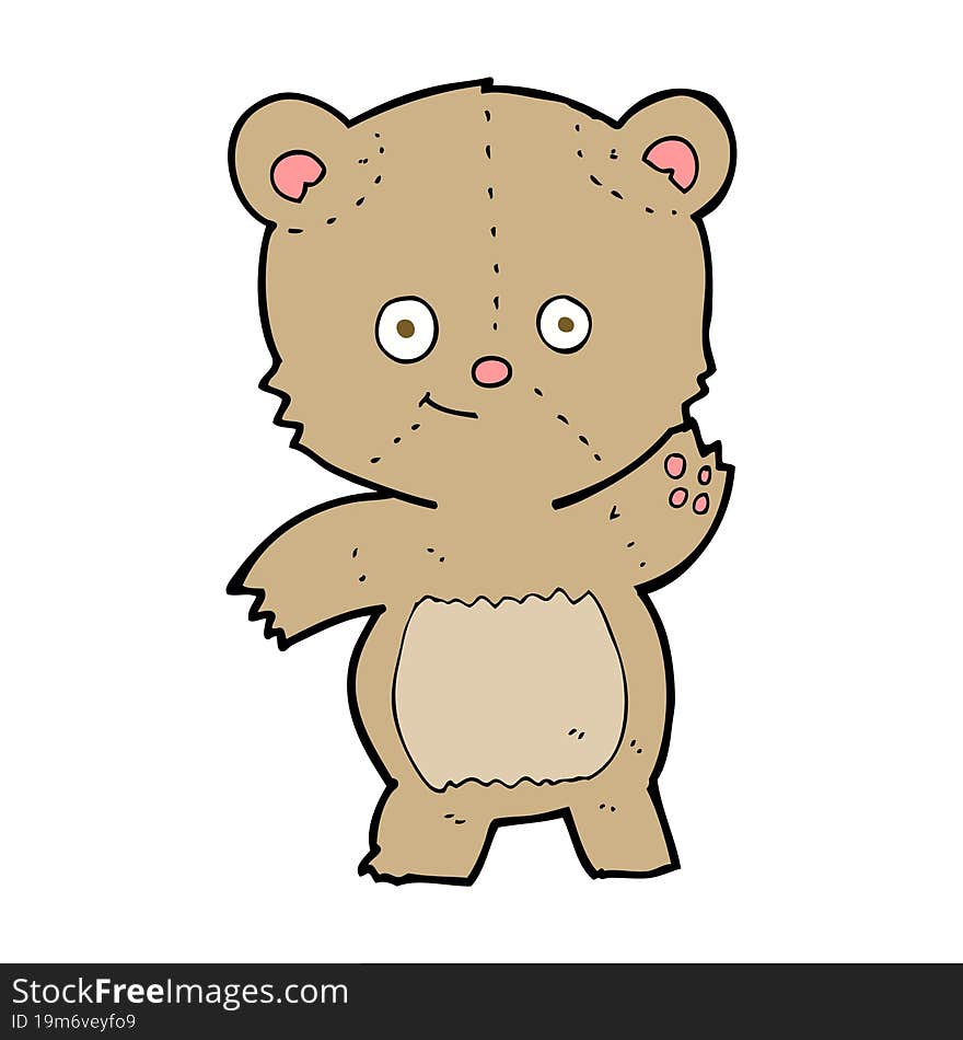 cartoon waving teddy bear