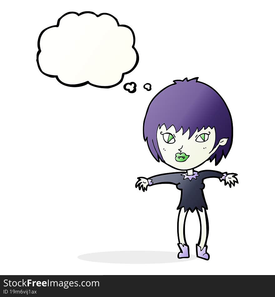 cartoon vampire girl with thought bubble