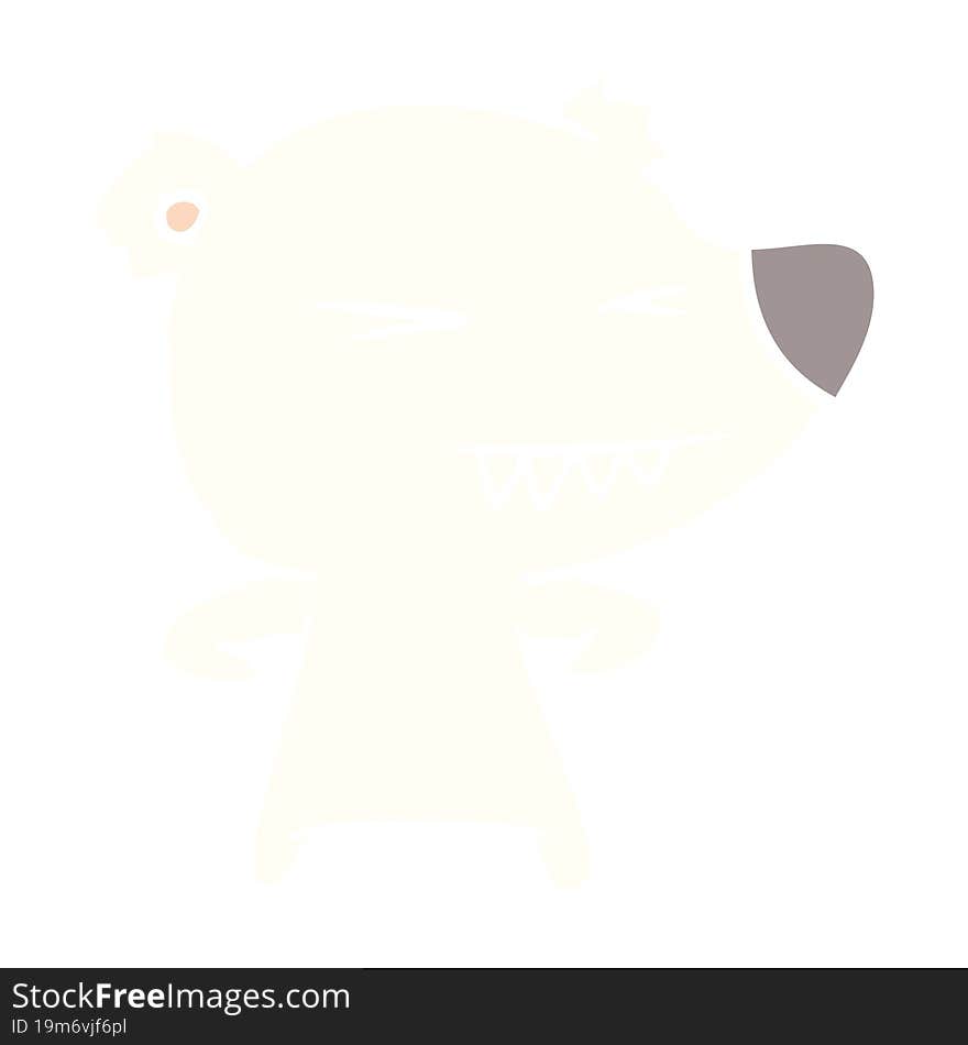 angry polar bear flat color style cartoon