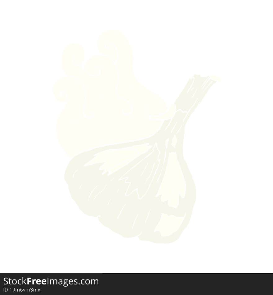 flat color illustration of a cartoon garlic